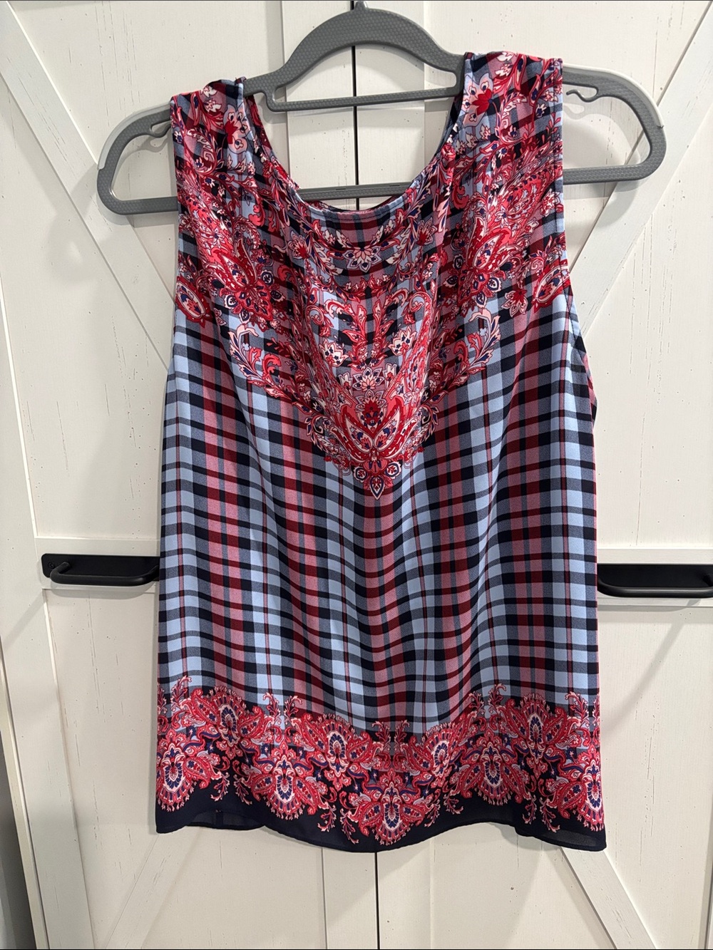 Talbots πΊπΈ Red white and blue Plaid Sleeveless Tank Top - Picture 4 of 9